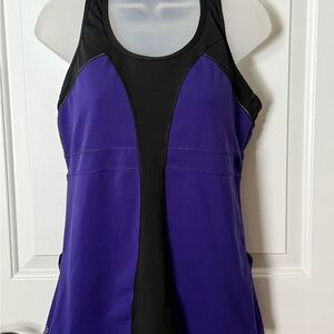 Athleta Turbocharge Racerback Black Mesh Tank Top Size Large